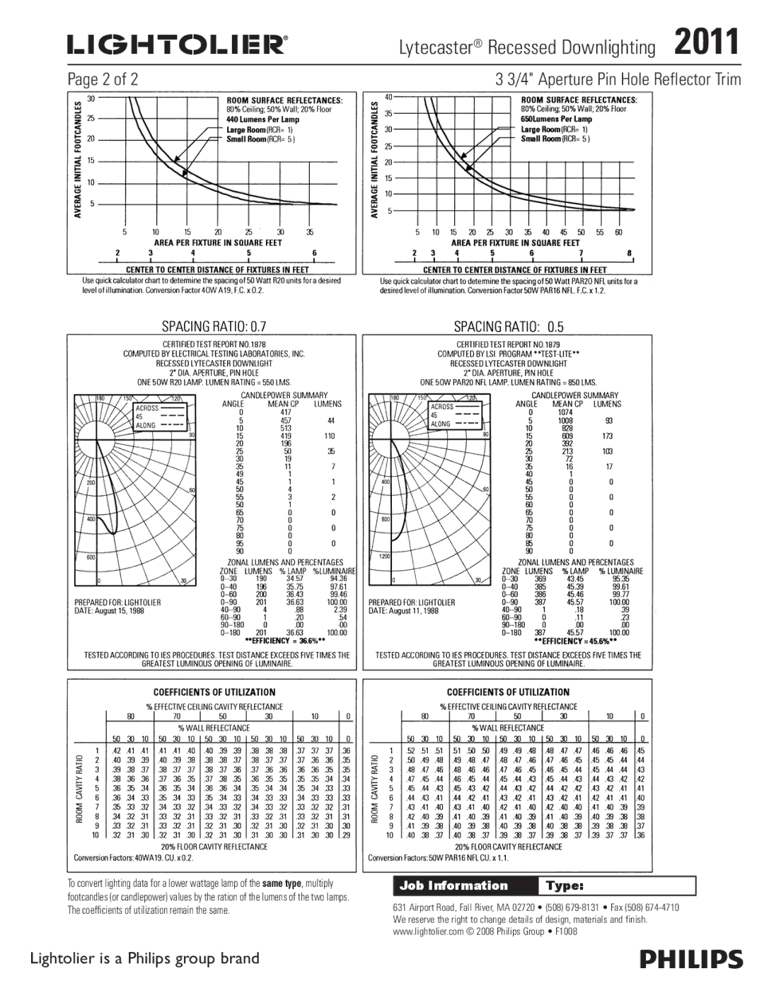 Lightolier 2011 specifications Lytecaster Recessed Downlighting  